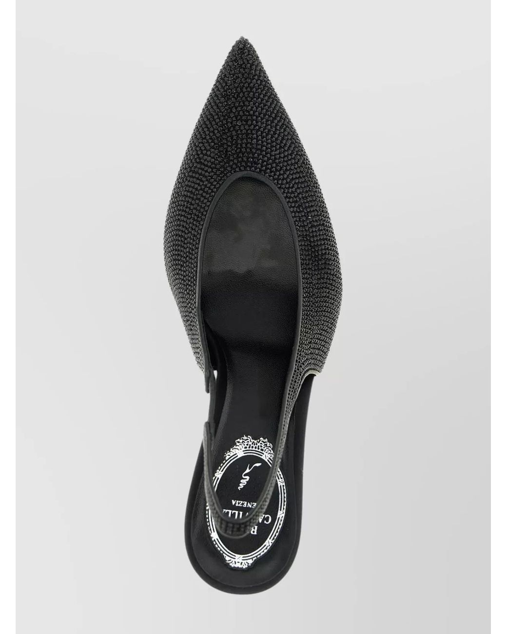 Rene Caovilla Black Glass Slingback Pumps
