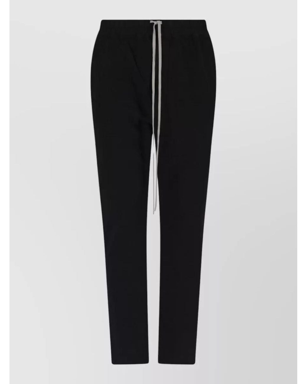 Rick Owens Black Cotton Straight Leg Drawstring Loose Trousers for men