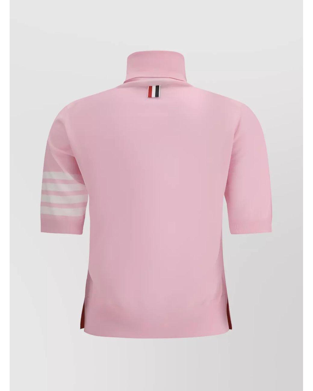Thom Browne Pink Wool Ribbed Turtleneck Short-Sleeve Knitted Top