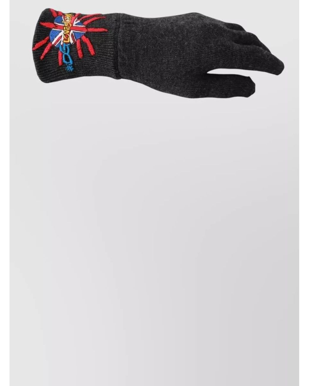 Dolce & Gabbana Black Embroidered Wool Gloves for men