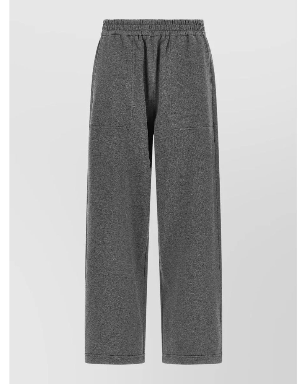 Brunello Cucinelli Gray Wide Leg Cotton Lounge Trousers