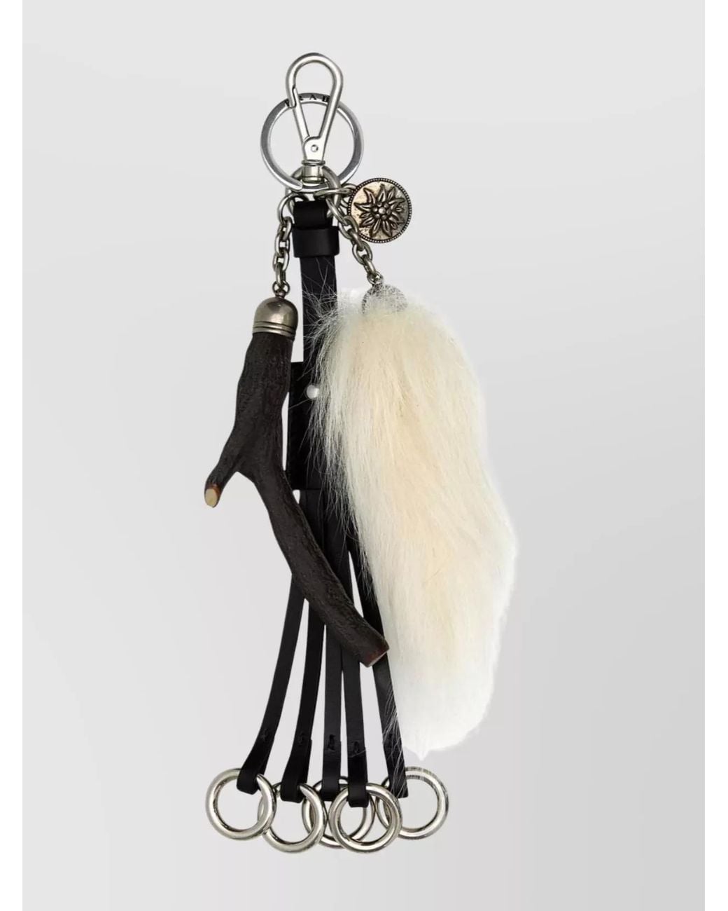 Prada White Leather Key Ring
