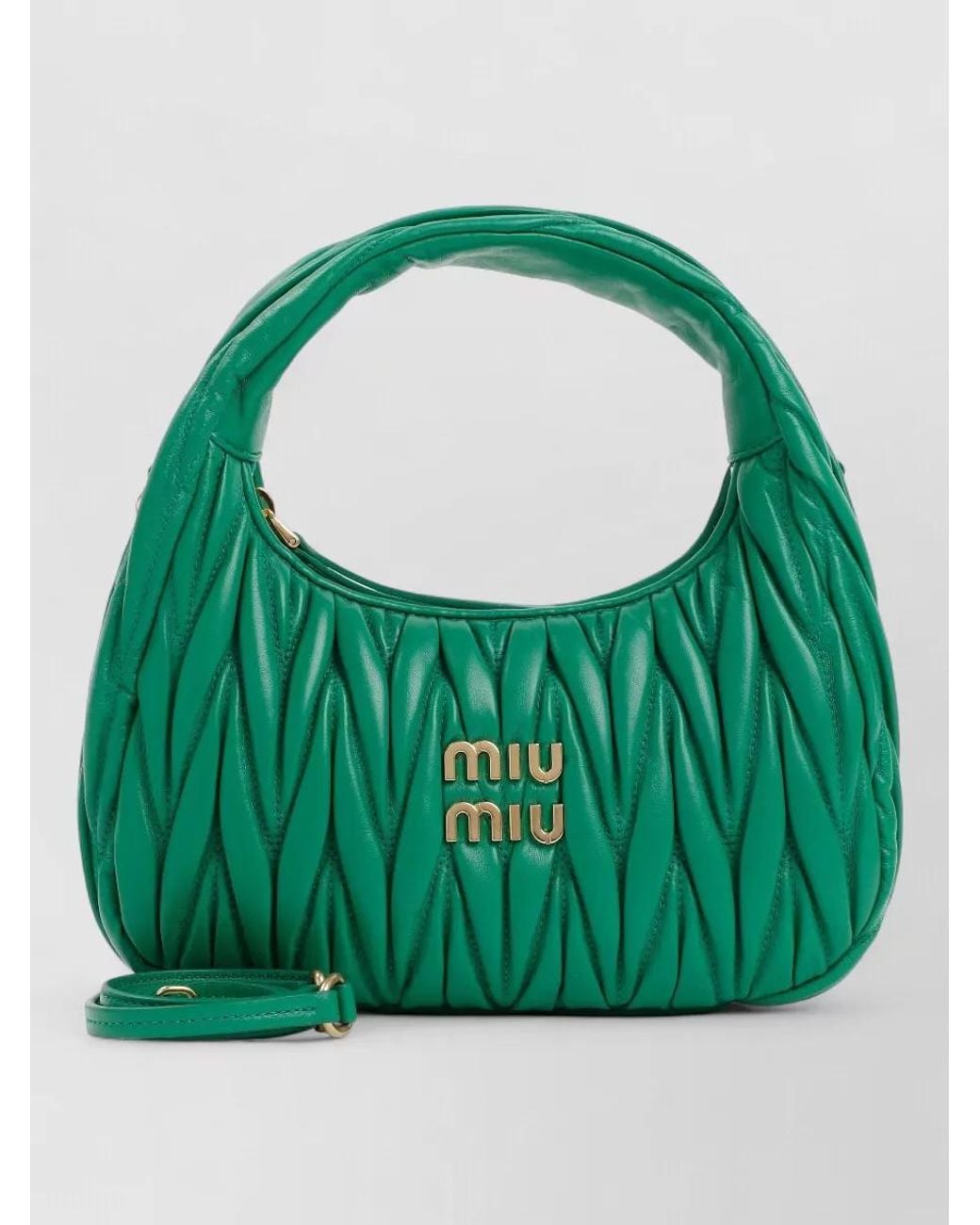 Miu Miu Green Small Matelassé Lamb Leather Shoulder Bag