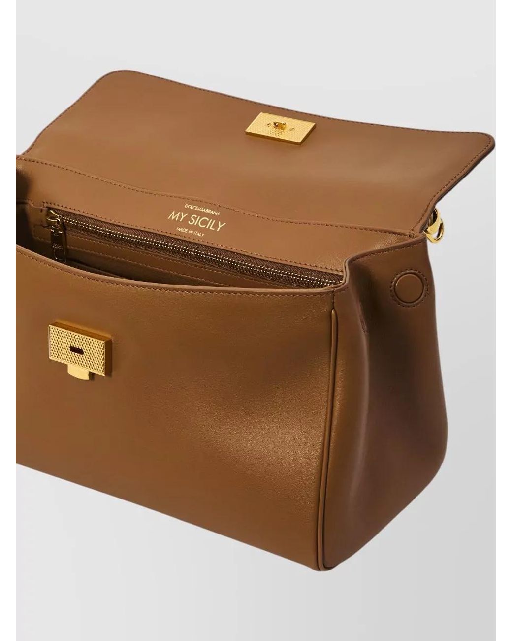 Dolce & Gabbana Brown My Sicily Medium Leather Tote Bag