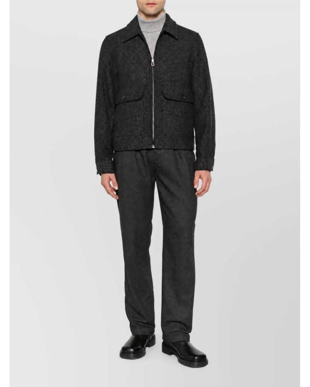 Paul Smith Black Herringbone Single-Breasted Coat for men