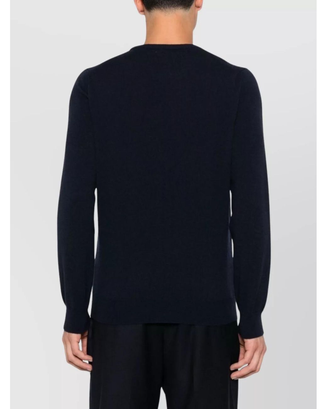 Malo Blue Cashmere Fine-Knit Crew-Neck Jumper for men