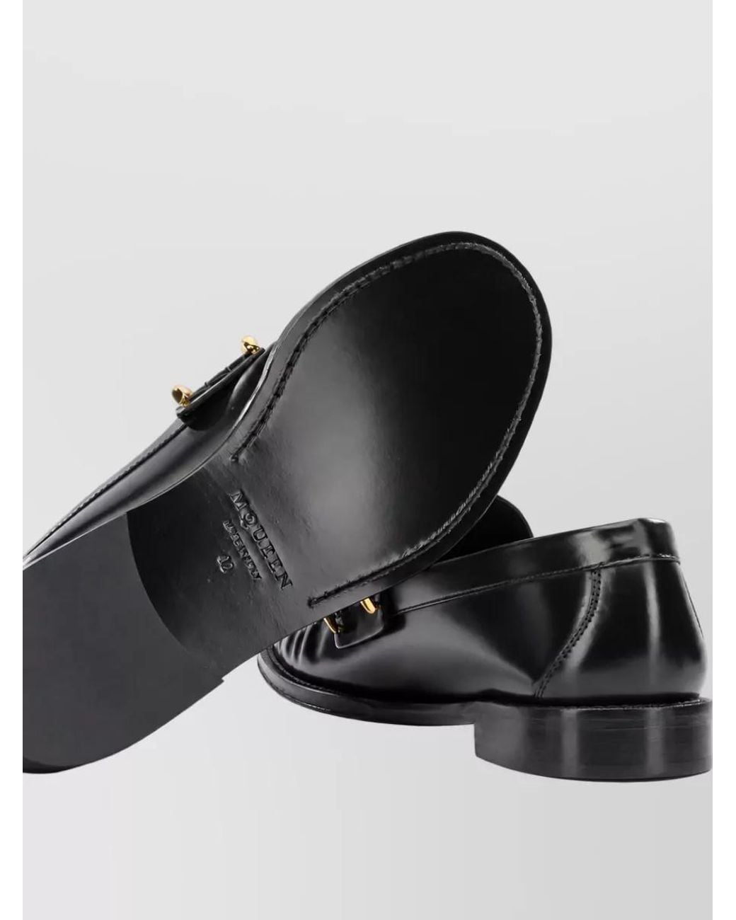 McQueen Black Leather Loafers for men