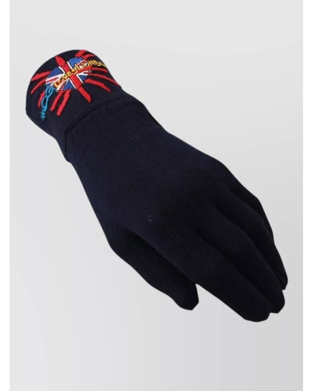 Dolce & Gabbana Blue Embroidered Wool Gloves for men