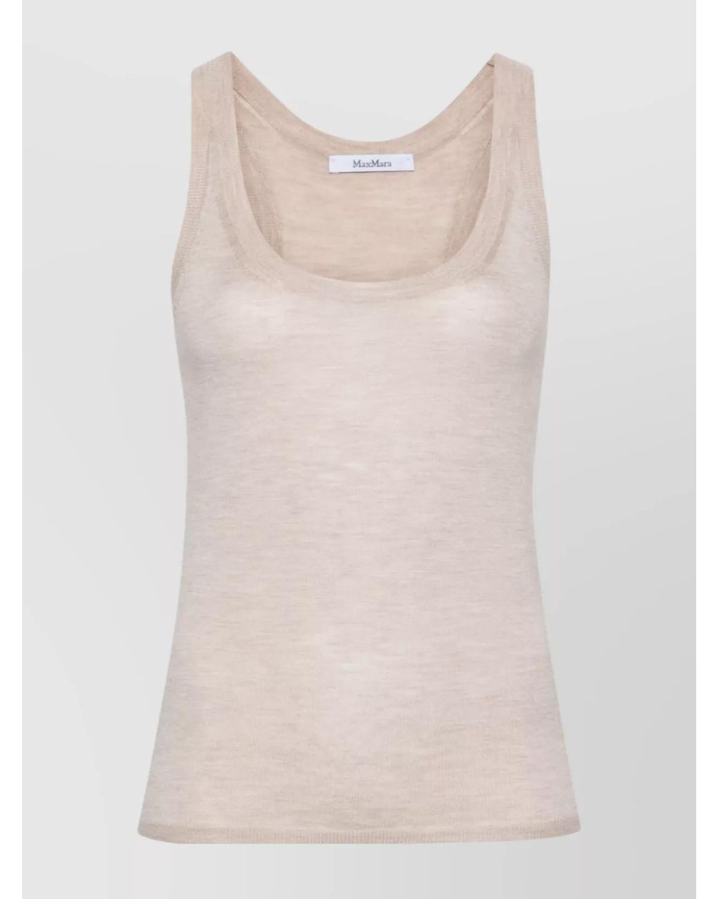 Max Mara Natural Cashmere Fine-Knit Scoop-Neck Sleeveless Tank Top