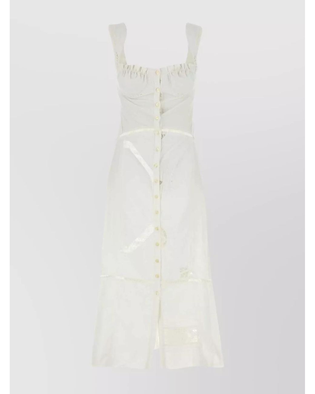 MARINE SERRE White Cotton Midi Dress