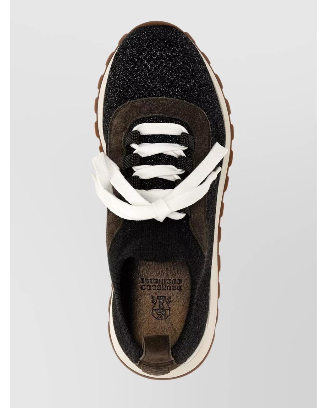Brunello Cucinelli Black Leather Sock-Style Low-Top Sneakers