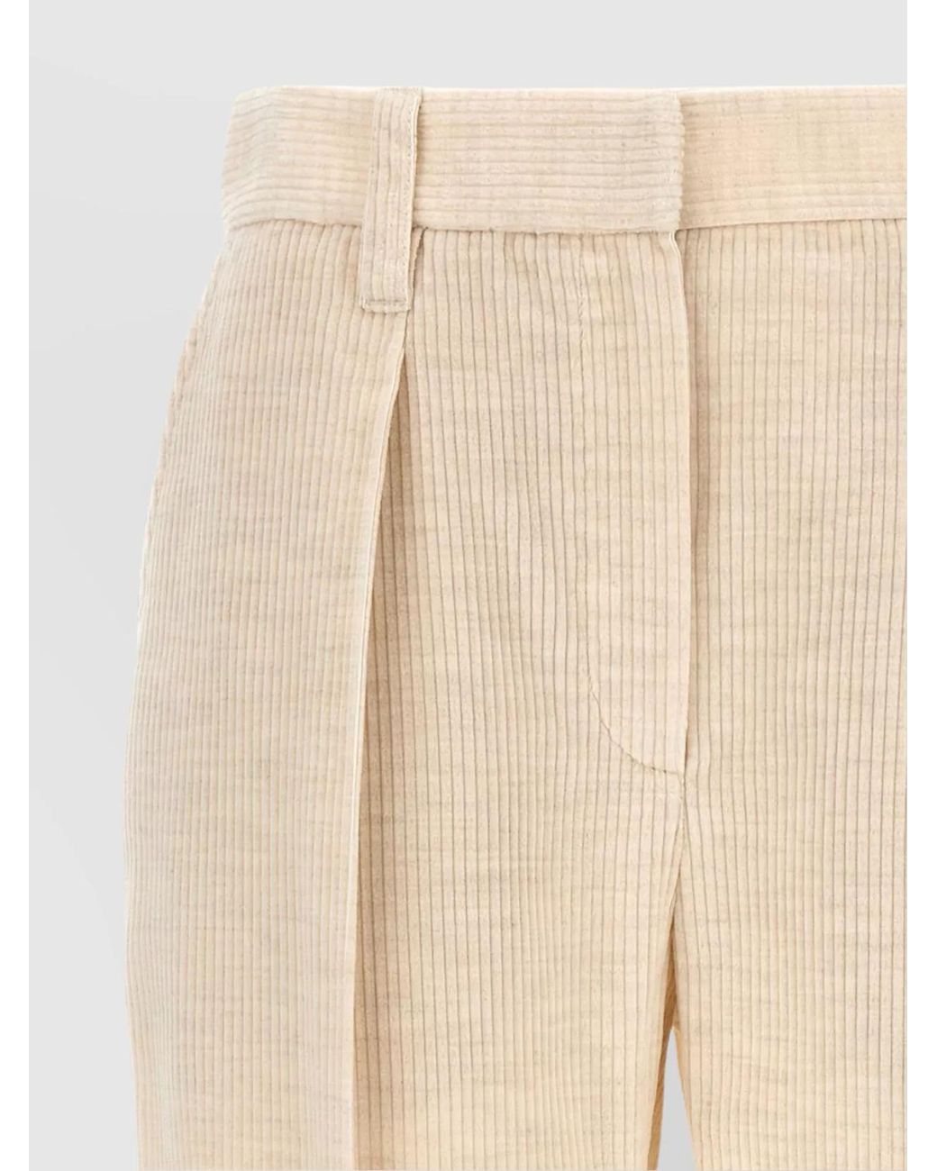 Brunello Cucinelli Natural Striped Regular-Fit Tailored Trousers