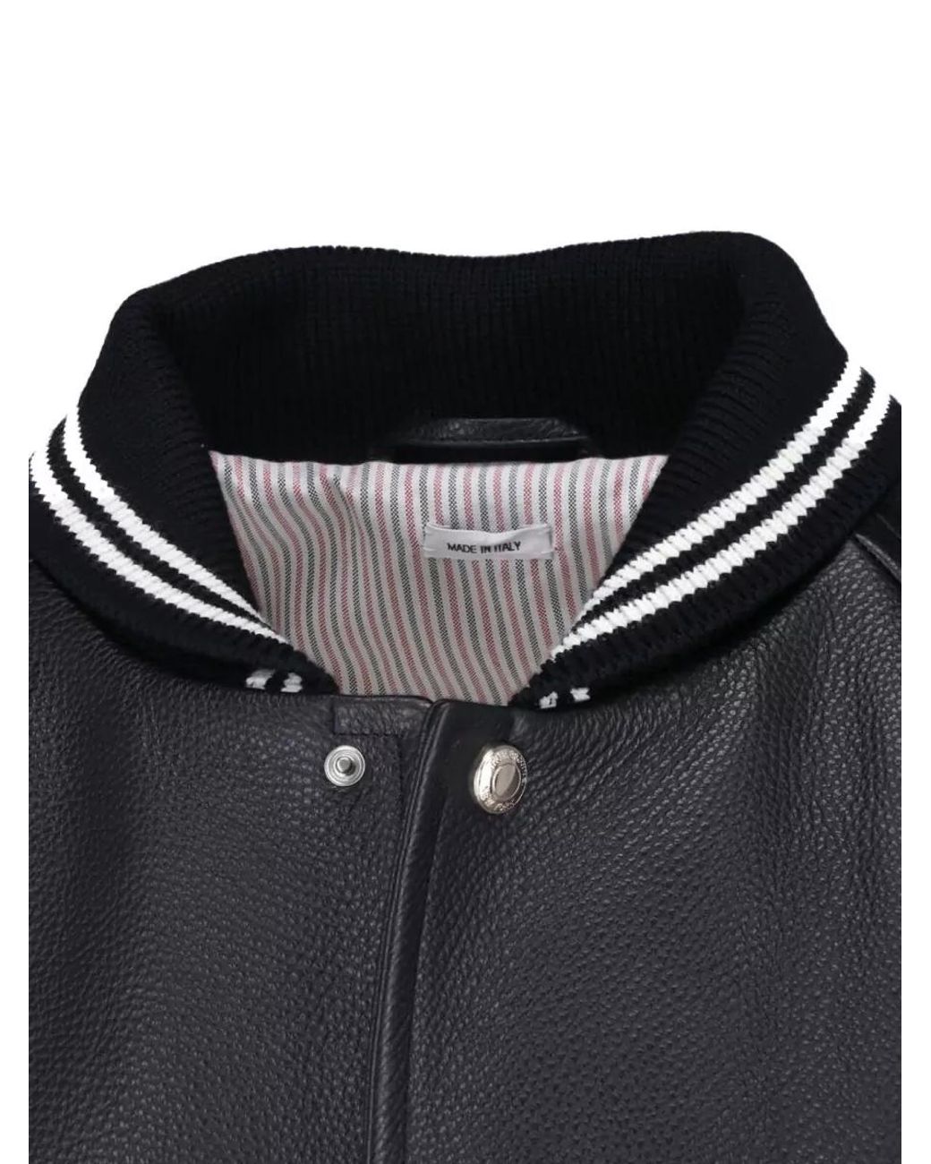 Thom Browne Black Leather Coat for men