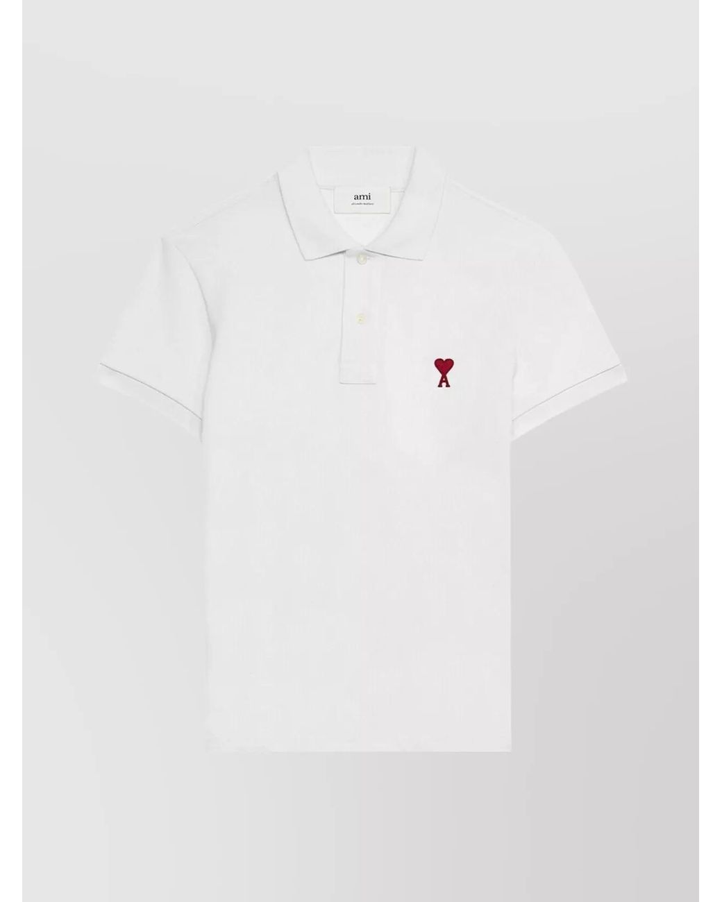 AMI White Organic Cotton Piqué Polo Shirt for men