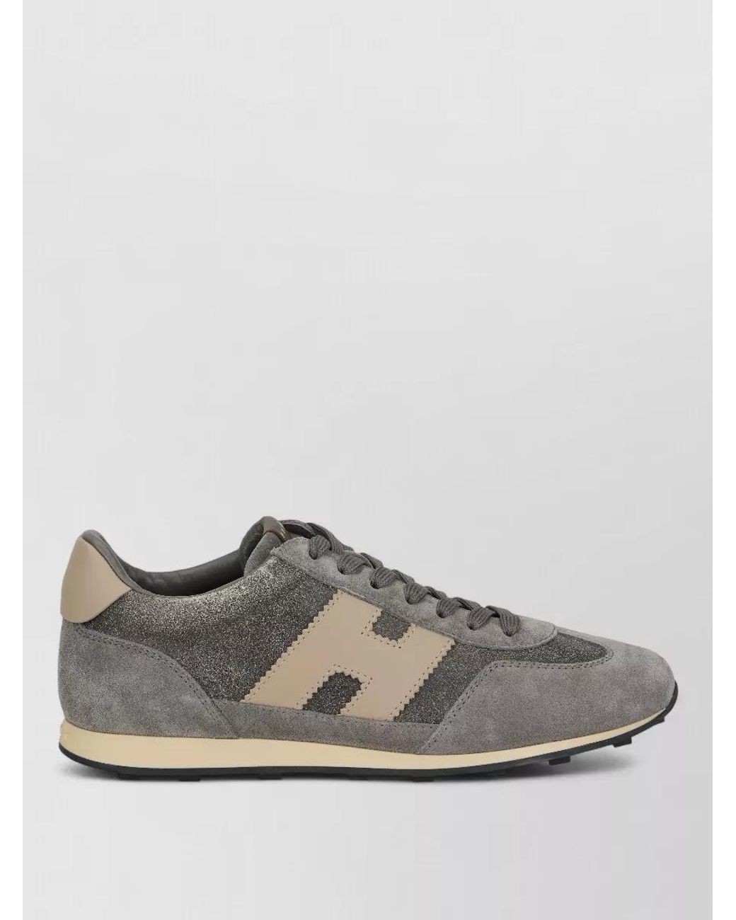 Hogan Gray Leather Lace-Up Sneakers for men