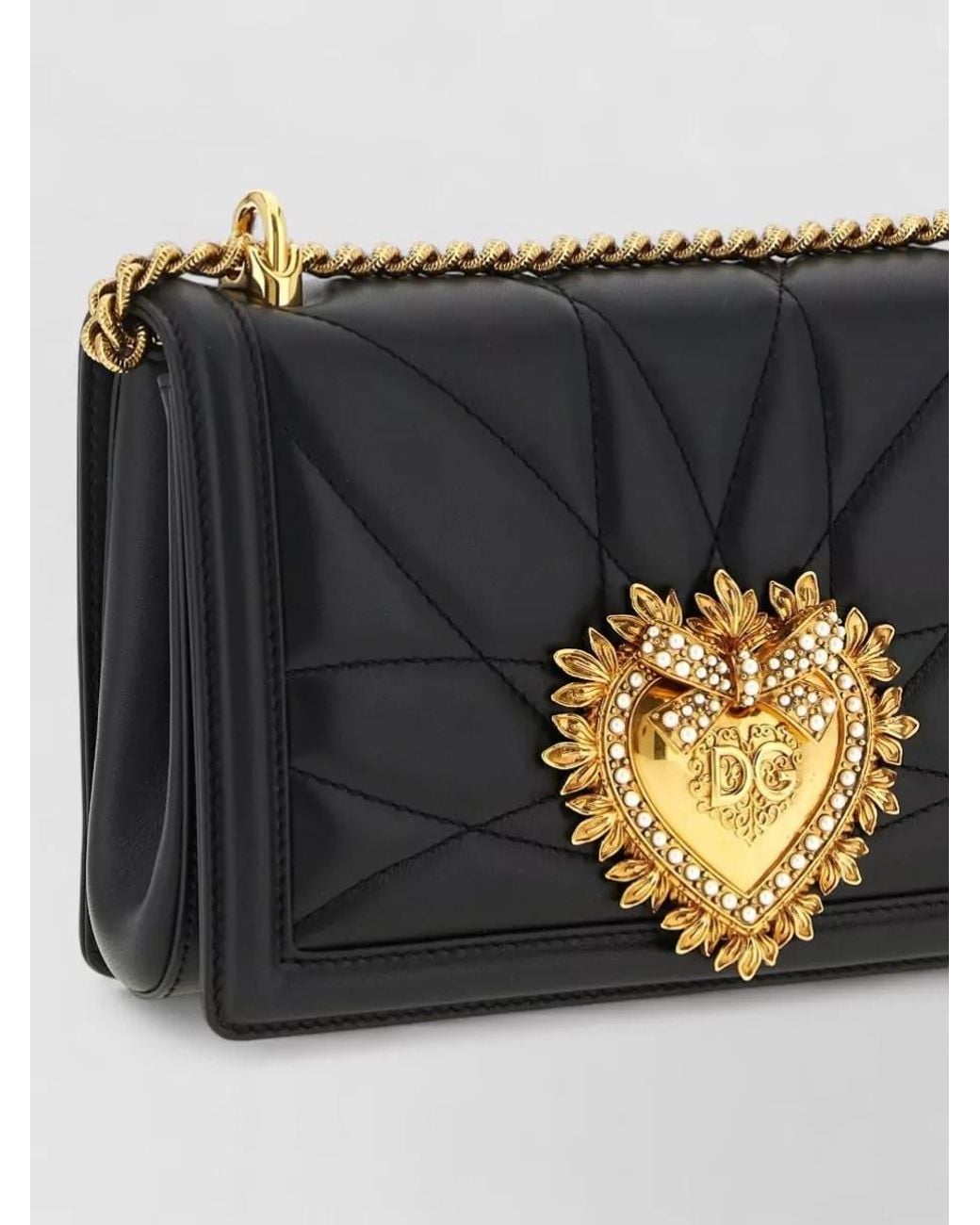 Dolce & Gabbana Black Devotion Medium Leather Matelassé Cross-Body Bag