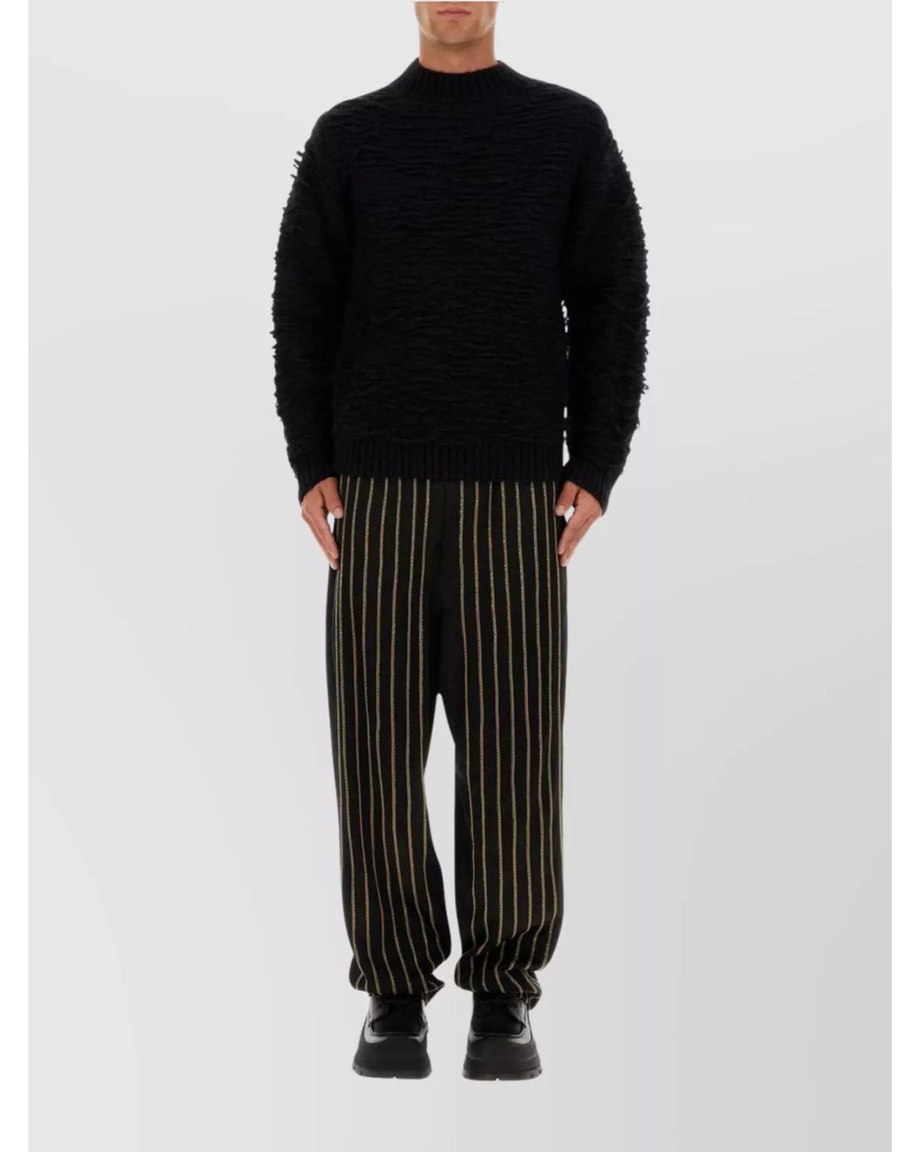 Dries Van Noten Black Embellished Wide-Leg Trousers for men
