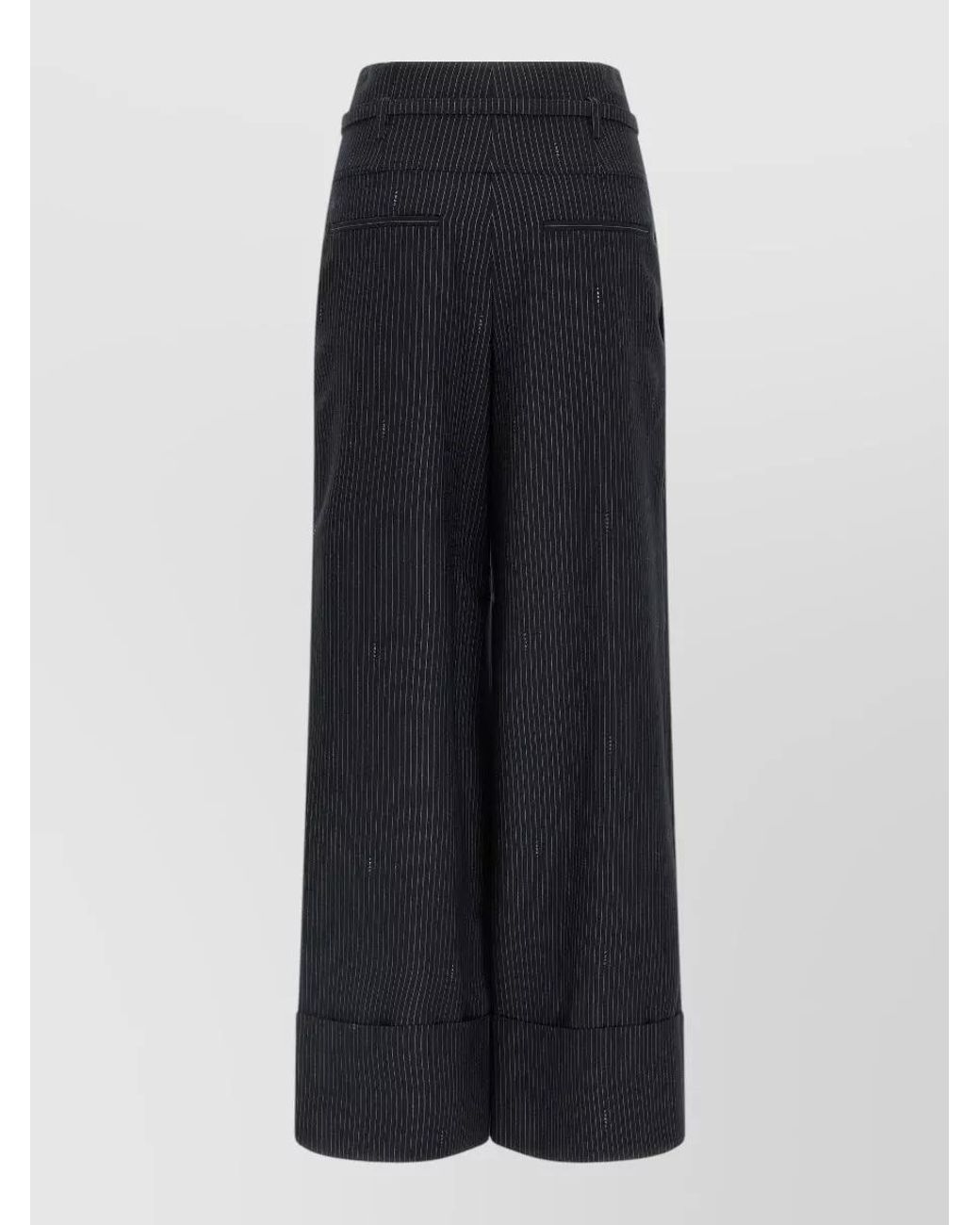 Fendi Blue Pinstripe Wide-Leg Trousers