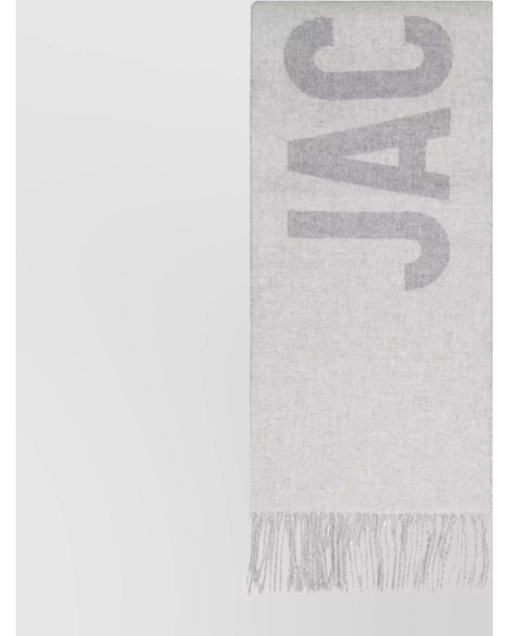 Jacquemus White Virgin Wool Fringed Logo Scarf for men