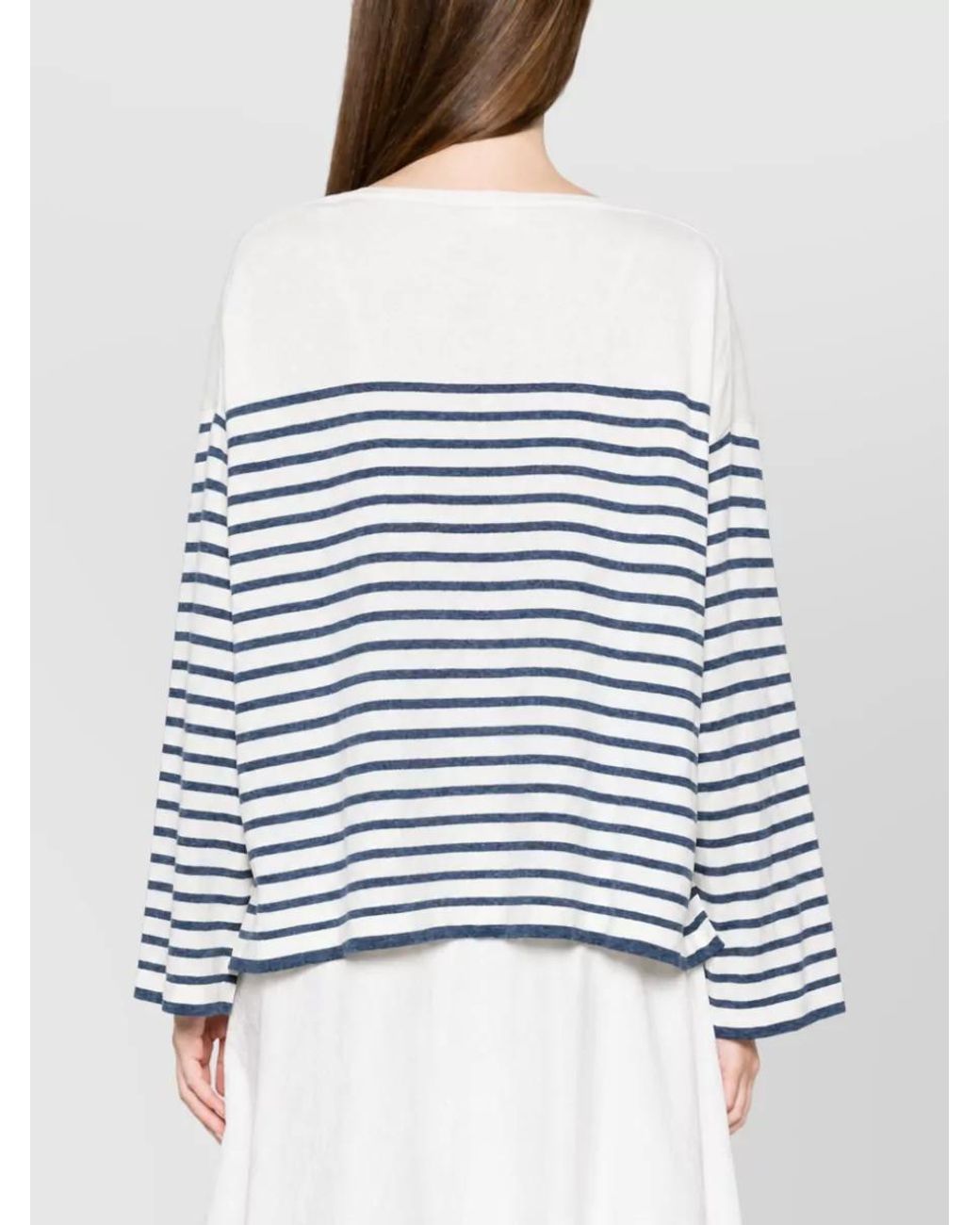 C.t. Plage Metallic Striped Boat Neck Long Sleeve Cotton Cashmere Sweater