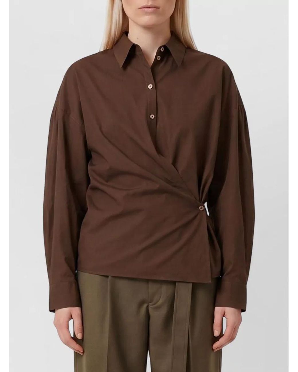 Lemaire Brown Silk Twisted Shirt