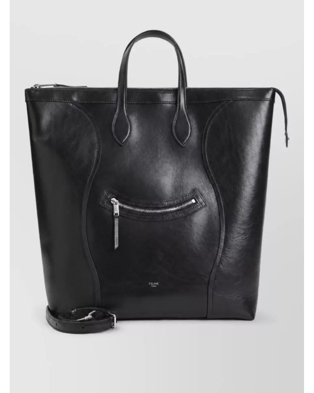 Céline Black Calf Leather Medium Cabas Vertical Tote Bag