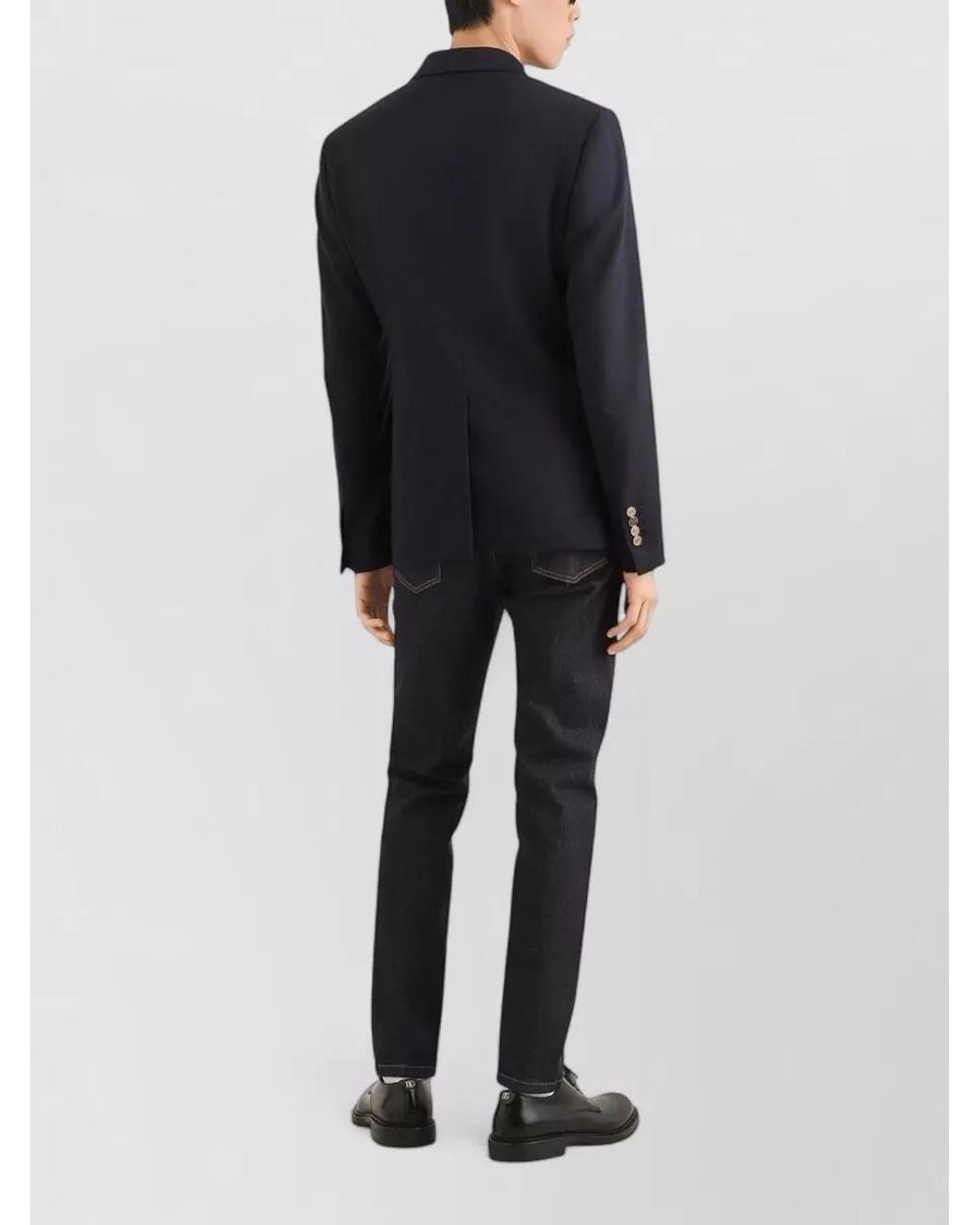 Dolce & Gabbana Blue Virgin Wool Long-Sleeve Polo Shirt for men