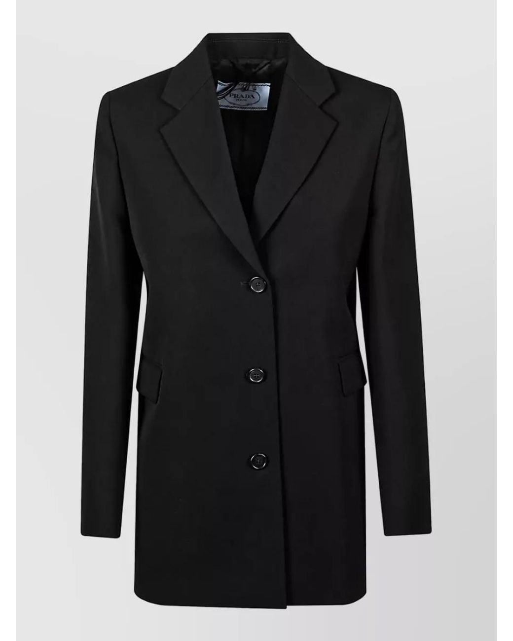 Prada Black Gabardine Single Breasted Coat