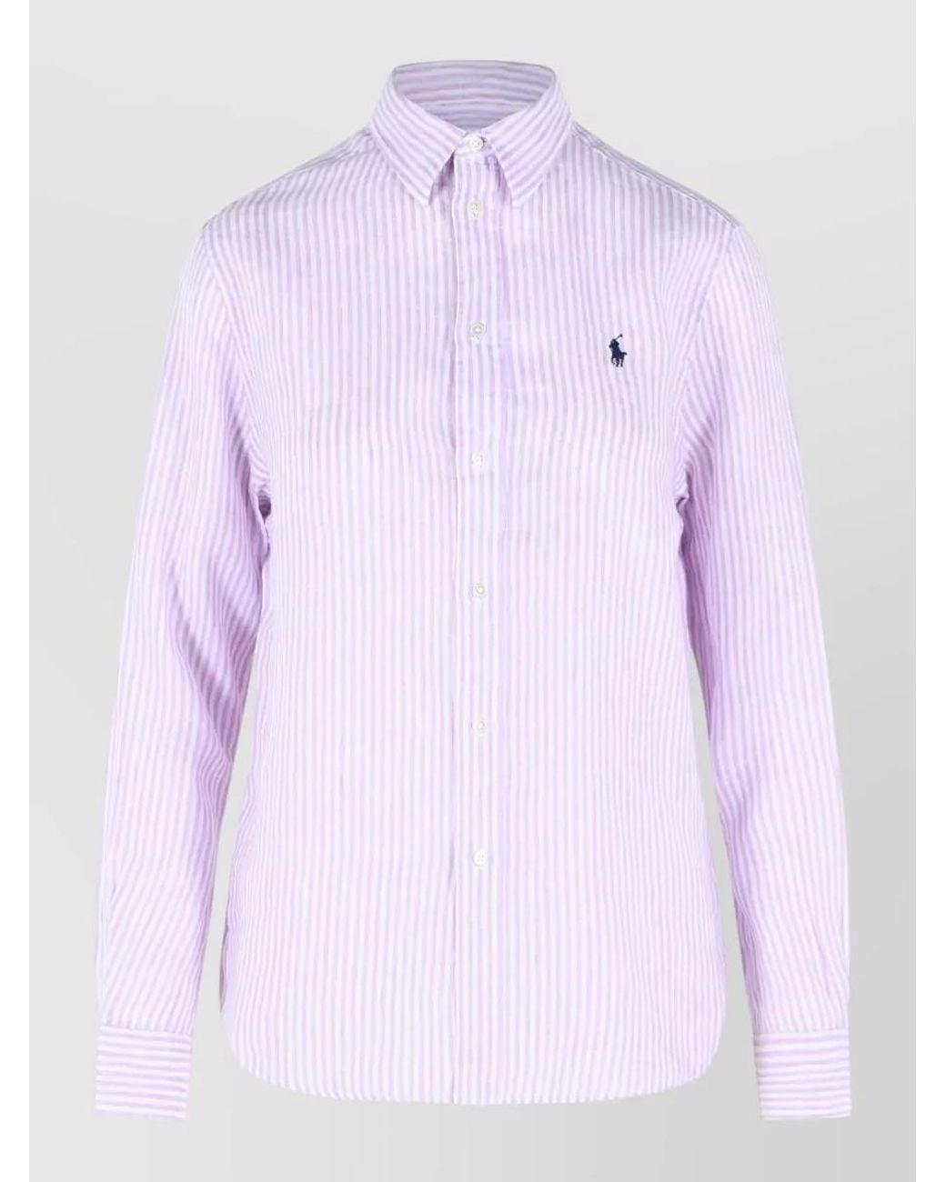 Polo Ralph Lauren Purple Striped Linen Shirt