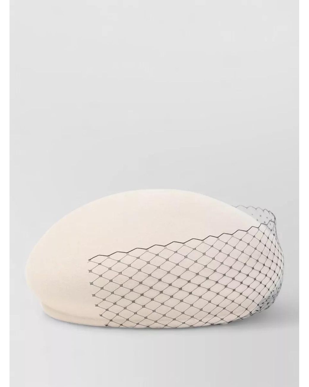 Maison Michel Natural Wool Veil Pillbox Hat