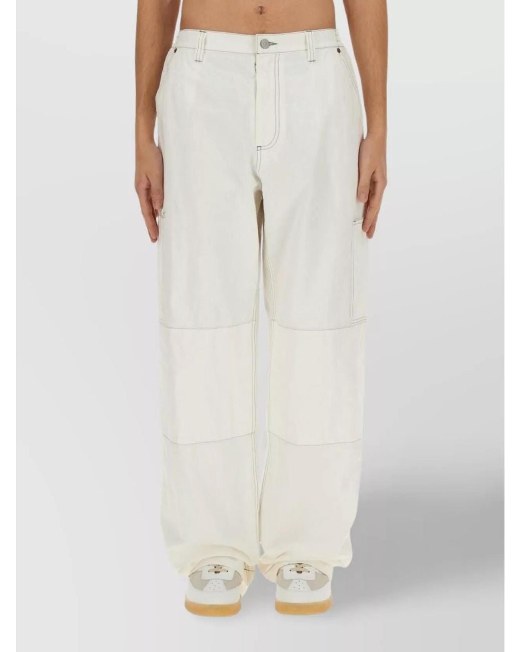 MM6 by Maison Margiela Black Cotton Regular-Fit Wide-Leg Trousers for men