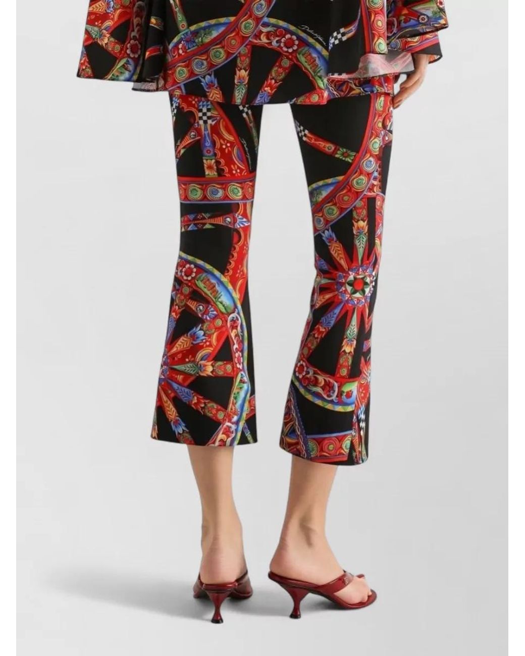 Dolce & Gabbana Silk Carretto Print Flared Trousers