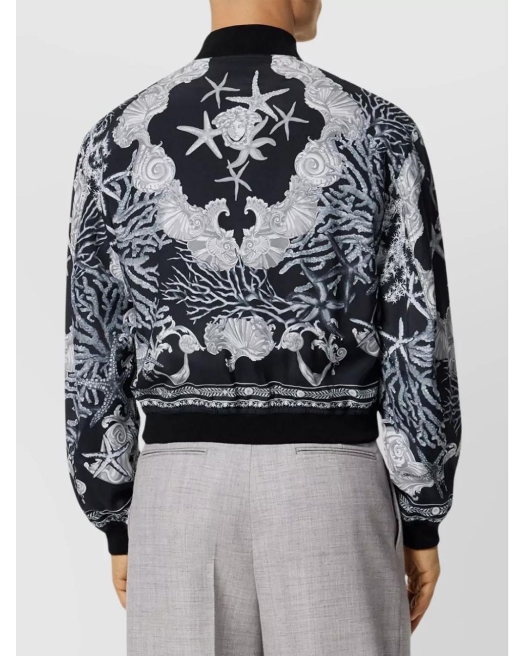 Versace Black Reversible Printed Bomber Jacket for men