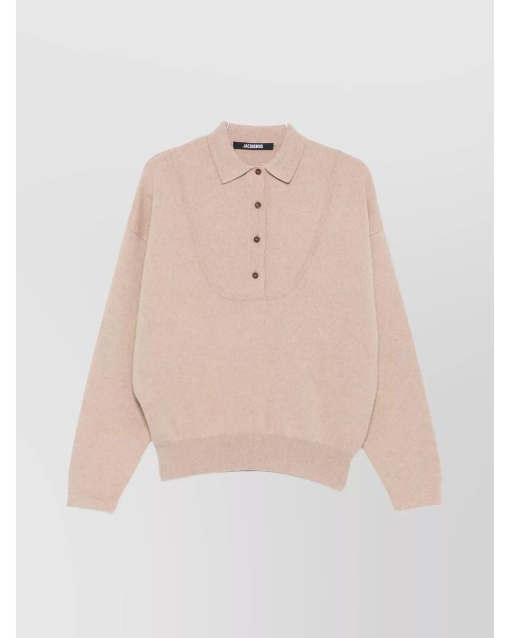 Jacquemus Pink Cashmere Wool Ribbed Turtleneck Polo Sweater