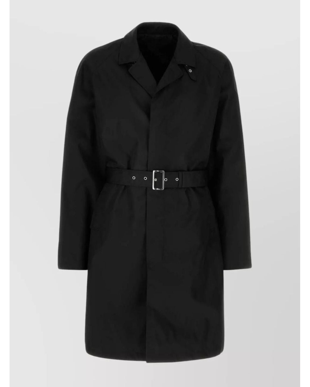 Prada Black Recycled Nylon Single Breasted Trench Coat for men