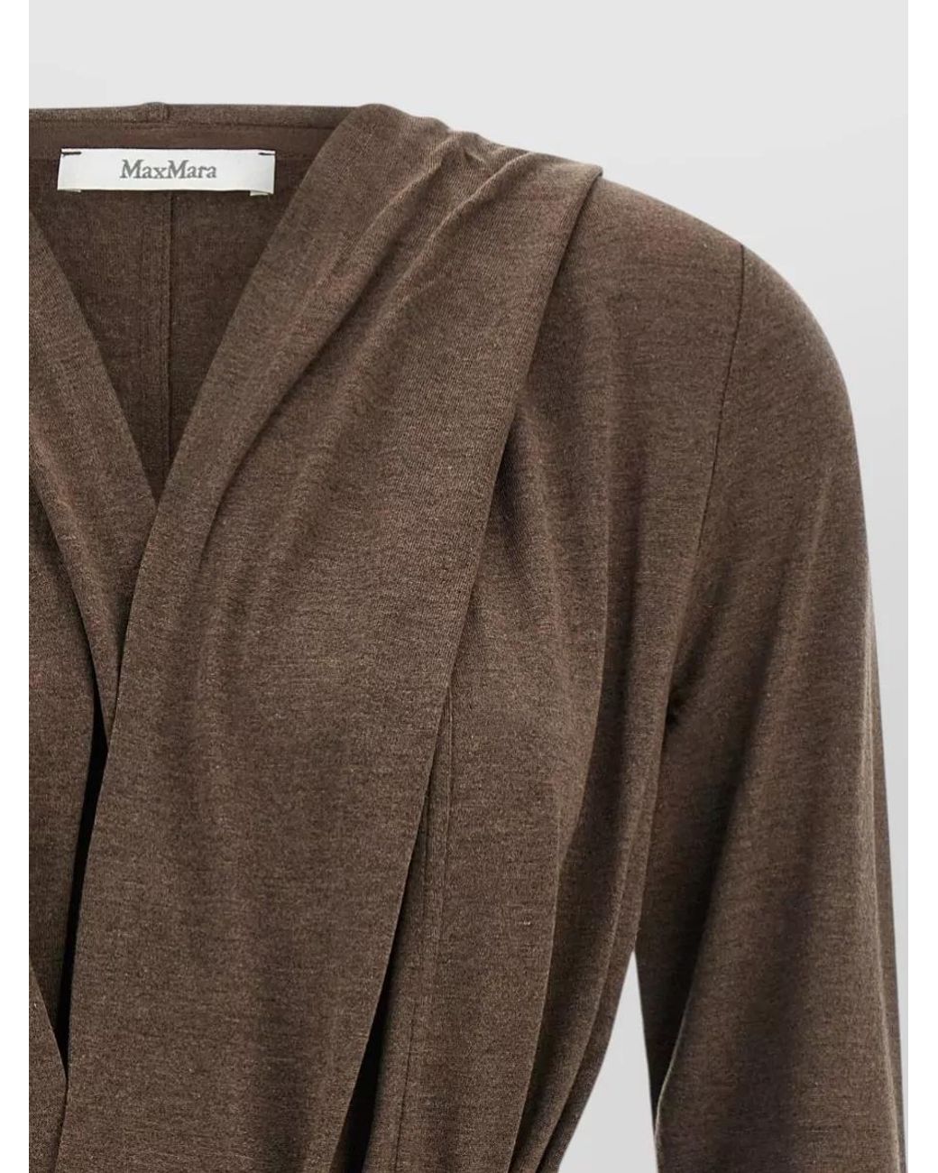 Max Mara Brown Silk Blend Belted Long Sleeve Cardigan