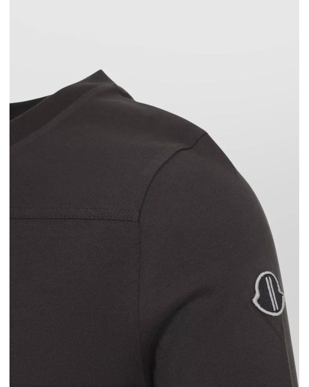 Moncler Black Cotton Slim Fit Panelled Long Sleeve Crewneck Top