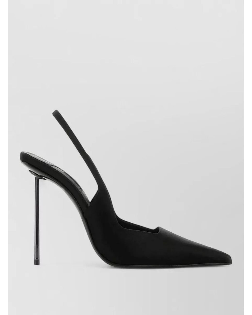 Le Silla Black Silk Satin Slingback Pumps