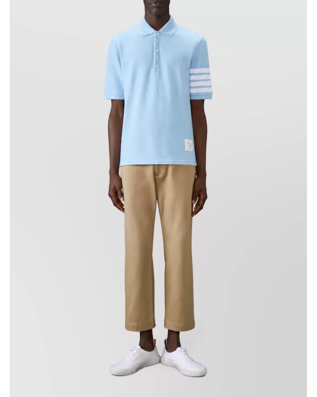 Thom Browne Blue Striped Cotton Polo Shirt for men