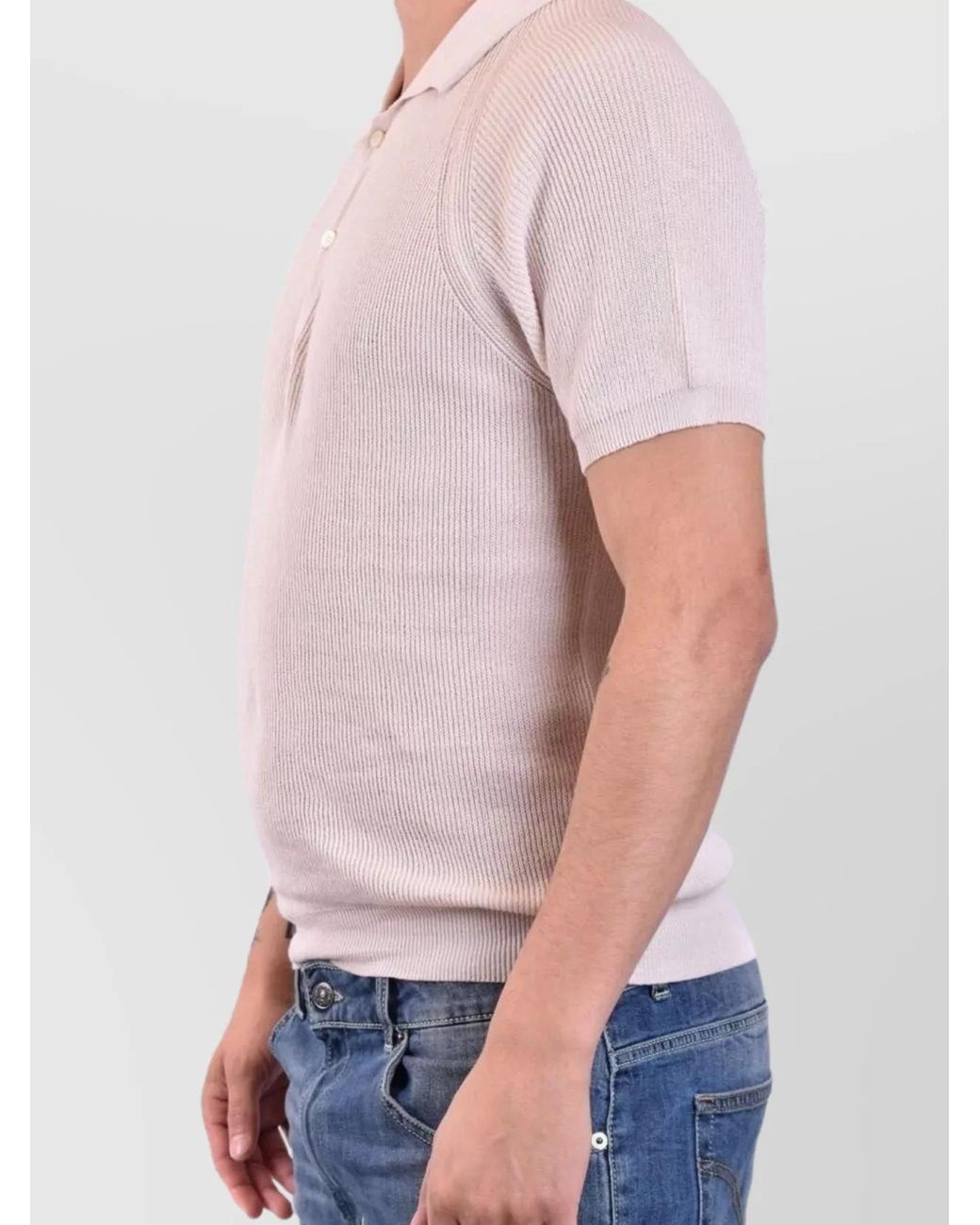 Laneus White Cotton Polo Shirt for men