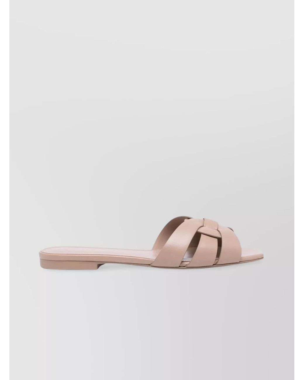Saint Laurent Natural Leather Tribute Flat Sandals