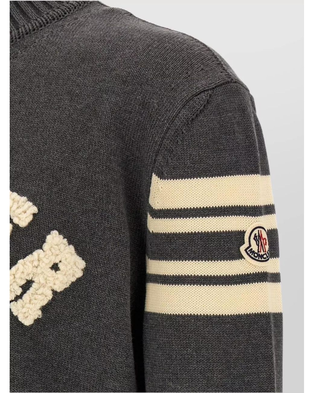 Moncler Gray Cotton Logo Jumper for men