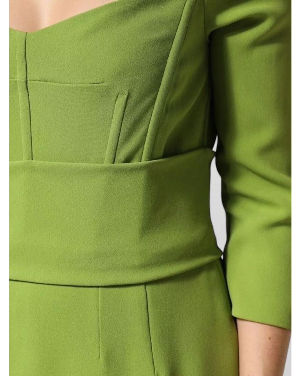 Dolce & Gabbana Green Silk Sweetheart Neckline Midi Dress