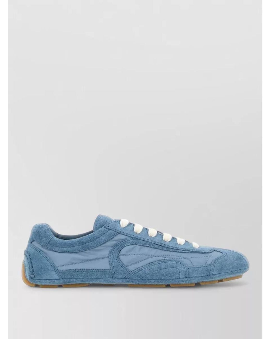 Prada Blue Suede Low-Top Sneakers