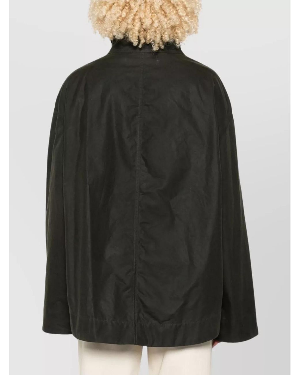 Totême Black Organic Cotton Corduroy Collar Oversized Jacket