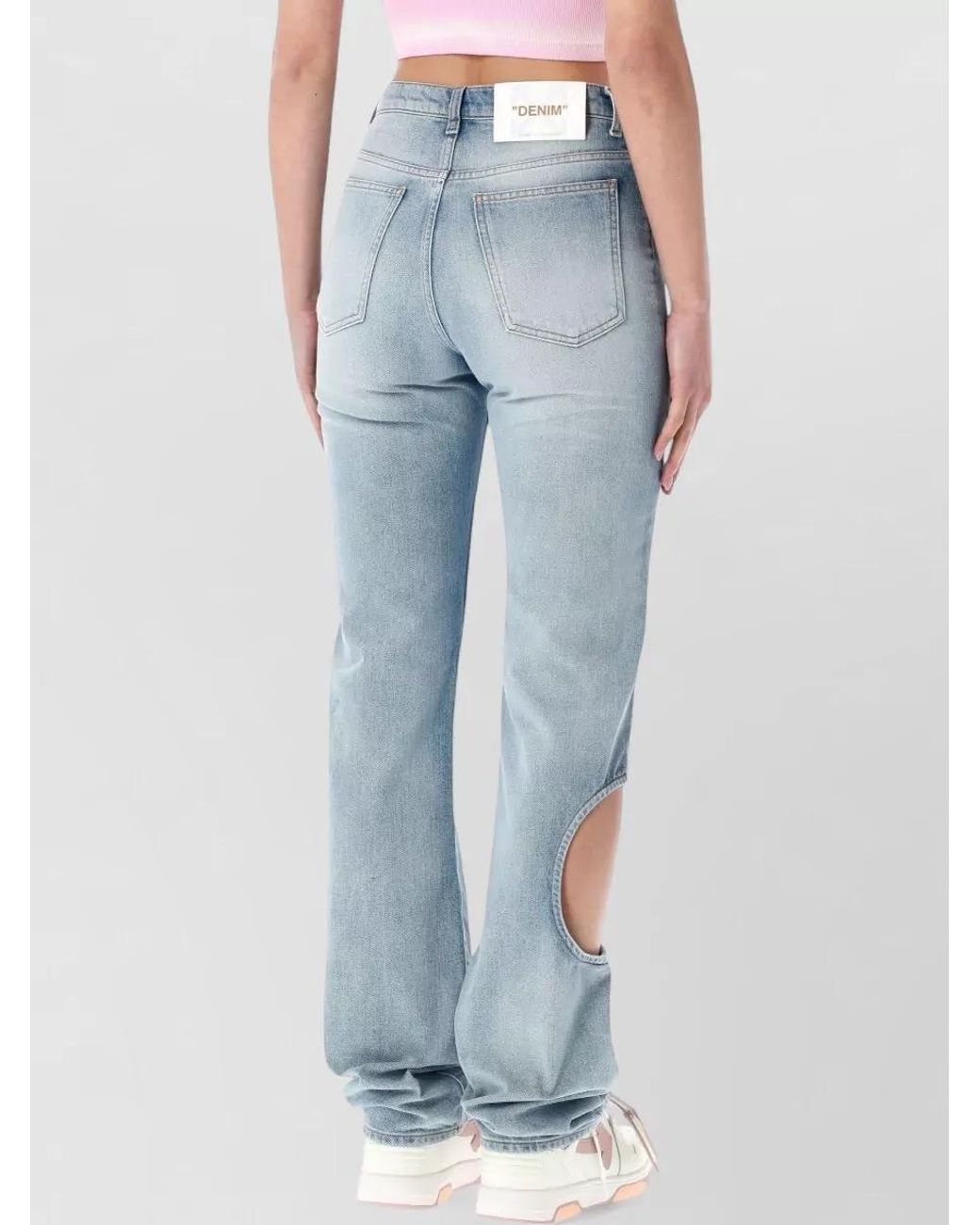 Off-White c/o Virgil Abloh Blue Denim Cutout Straight-Leg Pants