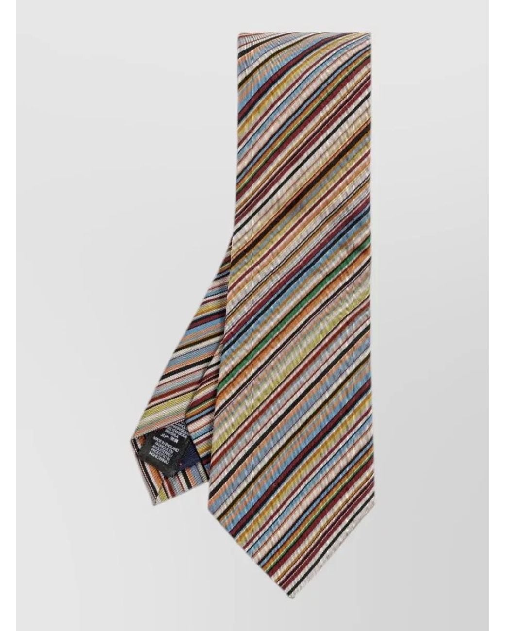 Paul Smith White Silk Signature Stripe Tie for men