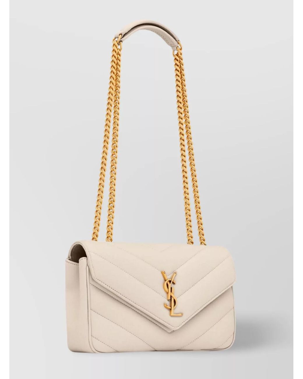 Saint Laurent Natural Loulou Small Leather Shoulder Bag