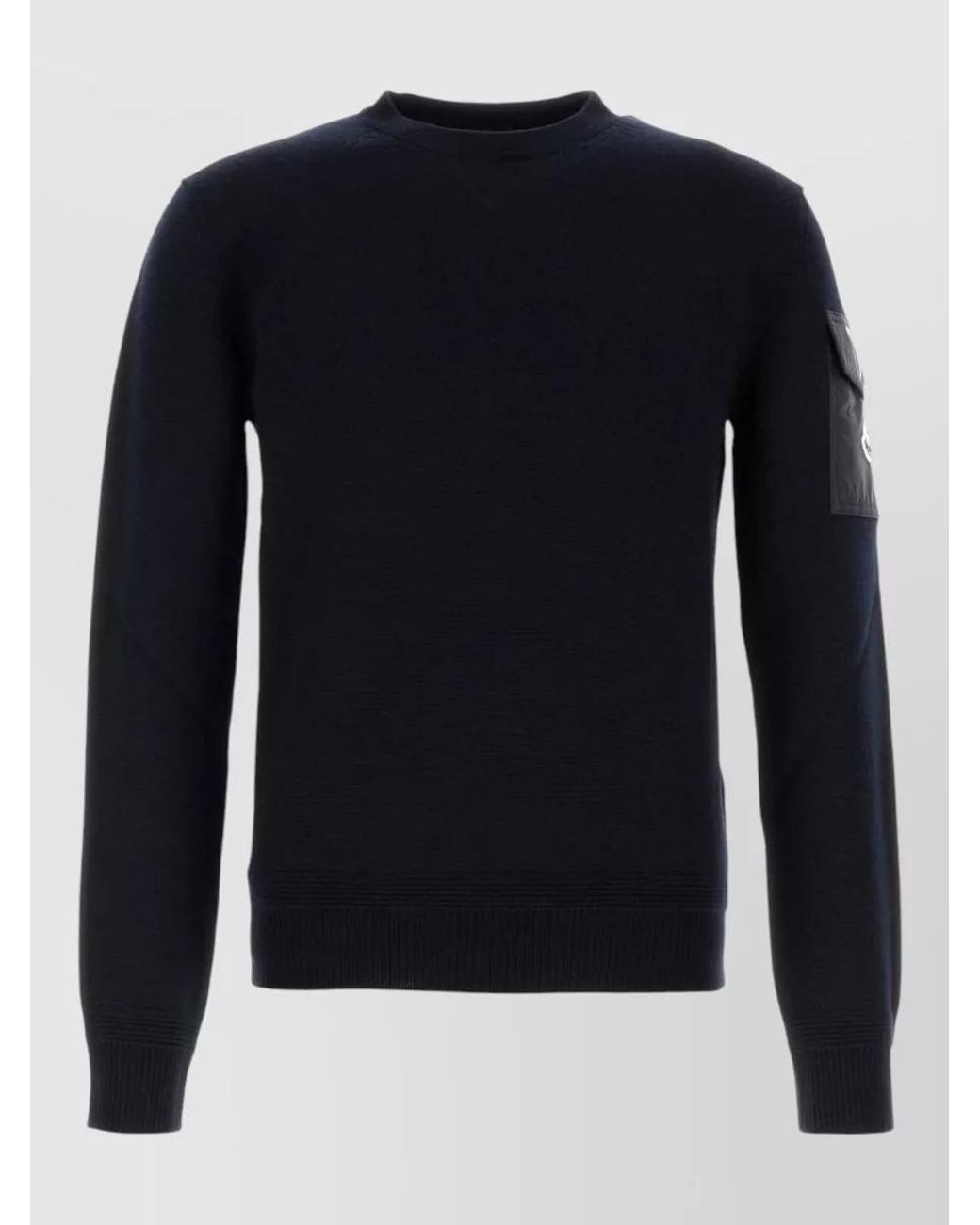Moncler Blue Wool Crew Neck Long-Sleeve Jumper for men