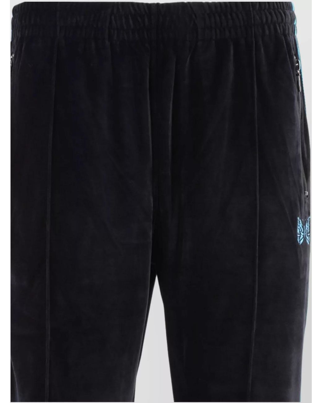 Needles Blue Track Velvet Trousers Side Stripes for men